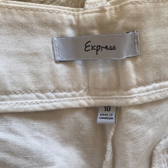 Express White Linen/Cotton Midi Shorts - Size 10 - Picture 3 of 6
